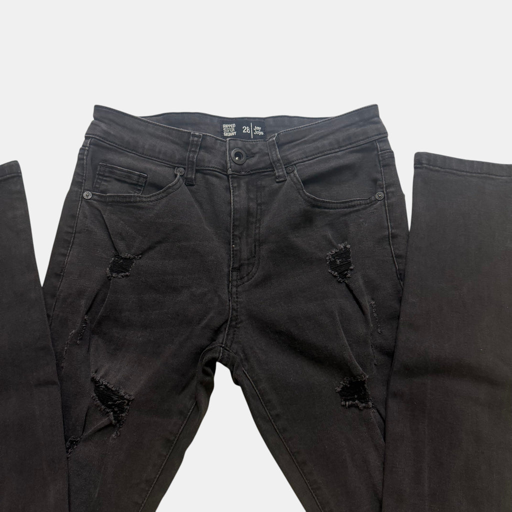 Jay Jays Ripped Super Skinny Distressed Denim Jeans Black