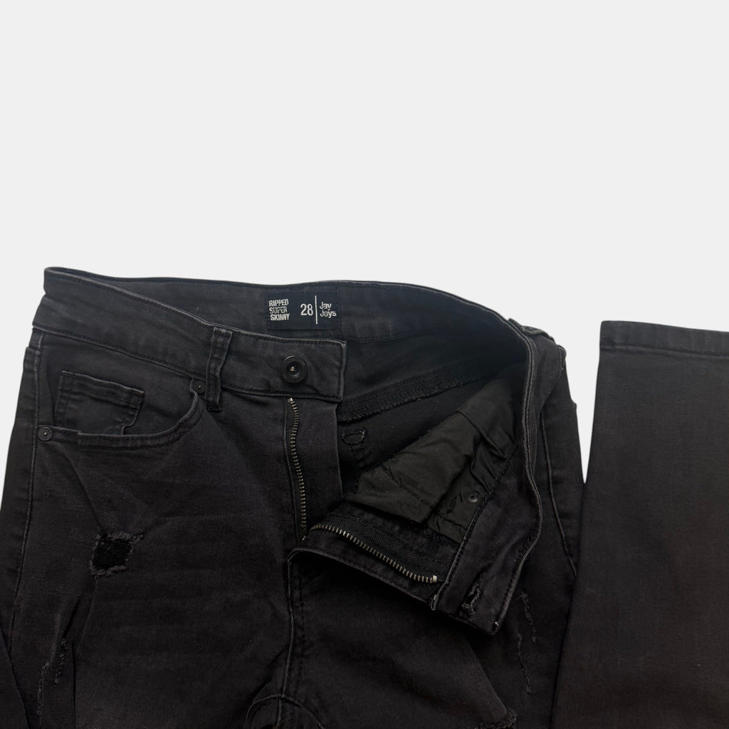 Jay Jays Ripped Super Skinny Distressed Denim Jeans Black