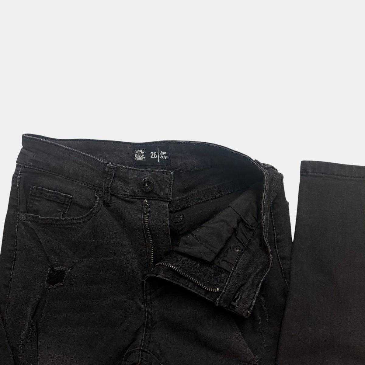 Jay Jays Ripped Super Skinny Distressed Denim Jeans Black