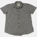 Piping Hot Short Sleeve Button Up Shirt Grey Textured Slub