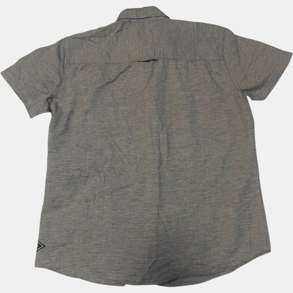 Piping Hot Short Sleeve Button Up Shirt Grey Textured Slub