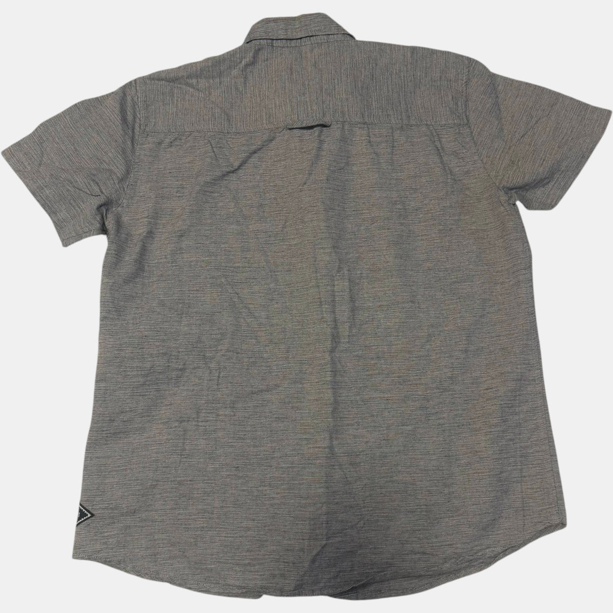 Piping Hot Short Sleeve Button Up Shirt Grey Textured Slub