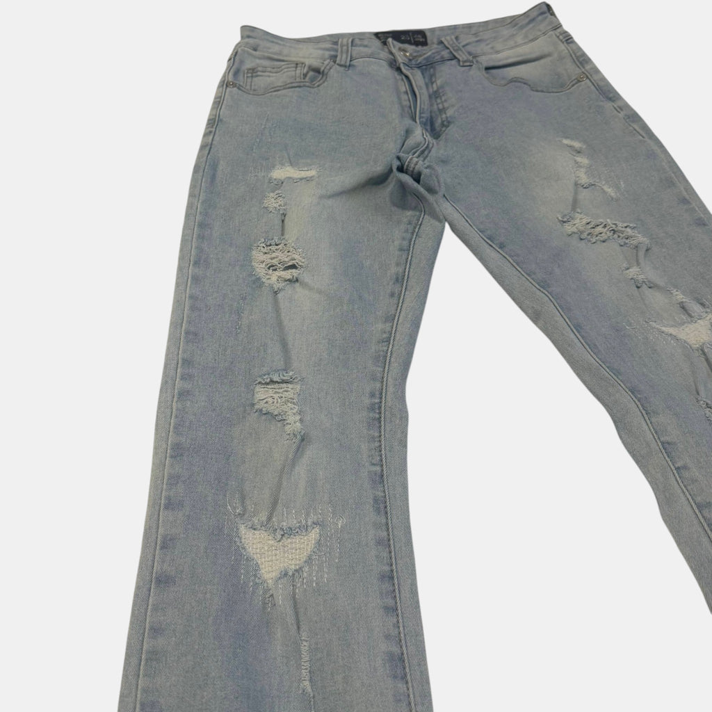 Jay Jays Ripped Super Skinny Distressed Denim Jeans Light Wash