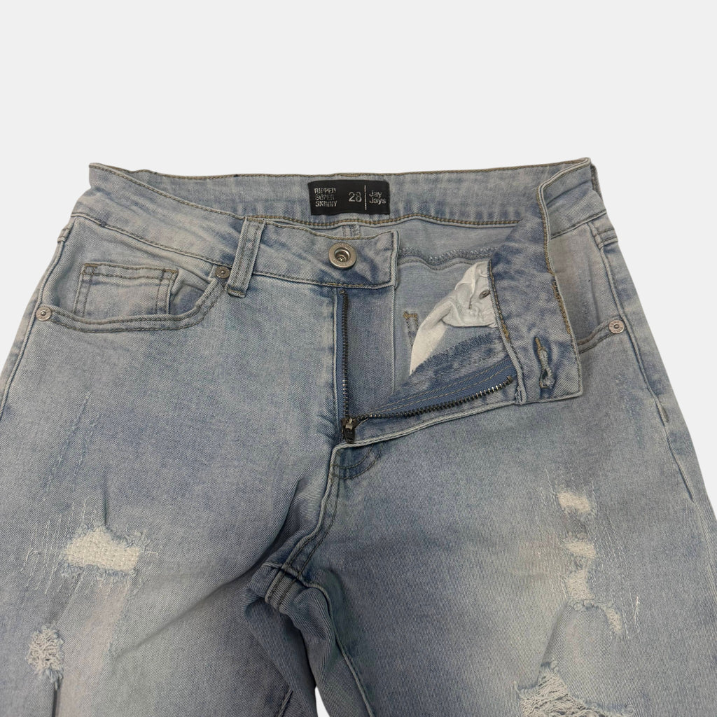 Jay Jays Ripped Super Skinny Distressed Denim Jeans Light Wash