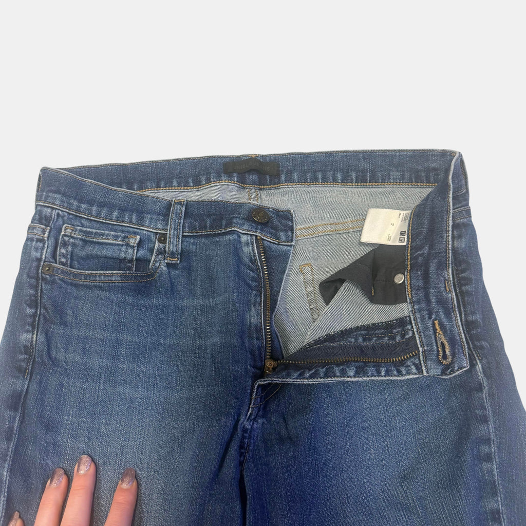 Uniqlo Mid Rise Slim Fit Stretch Denim Jeans Dark Wash Blue