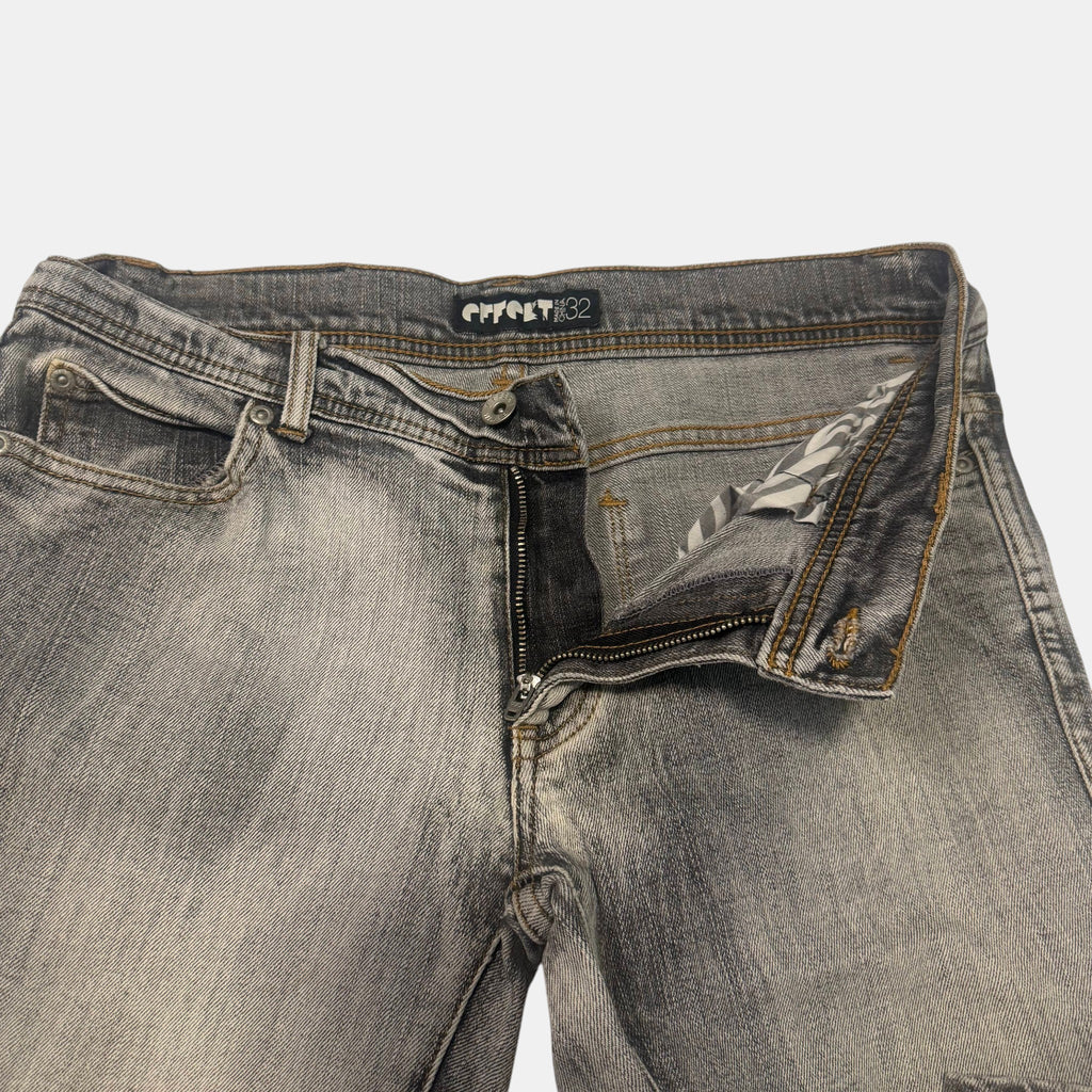 Effekt Grey Acid Wash Bootcut Flare Denim Jeans Low Rise