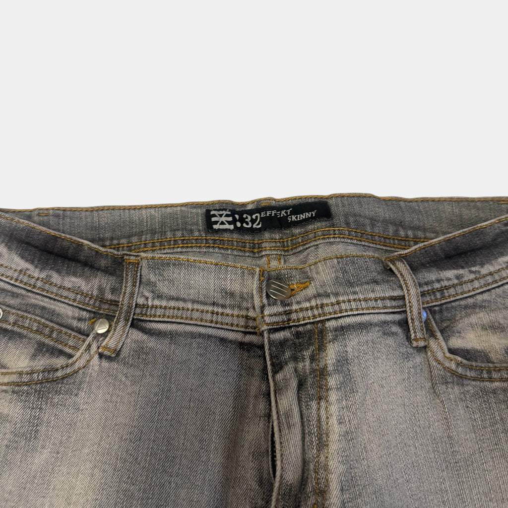 Effekt Skinny Sand Wash Distressed Denim Jeans Grey Mud Wash