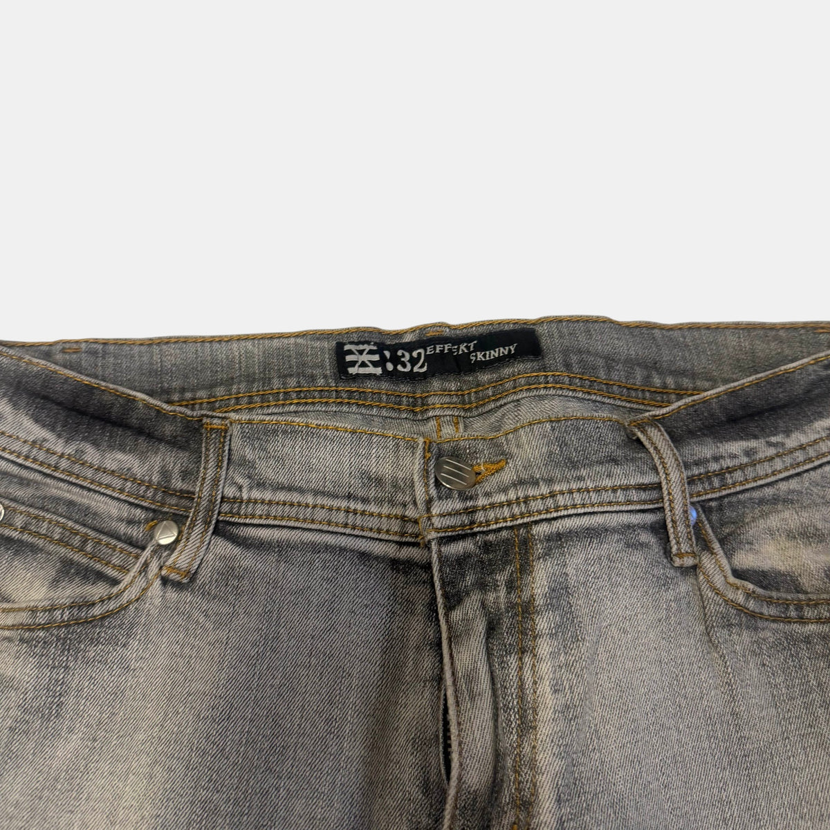 Effekt Skinny Sand Wash Distressed Denim Jeans Grey Mud Wash