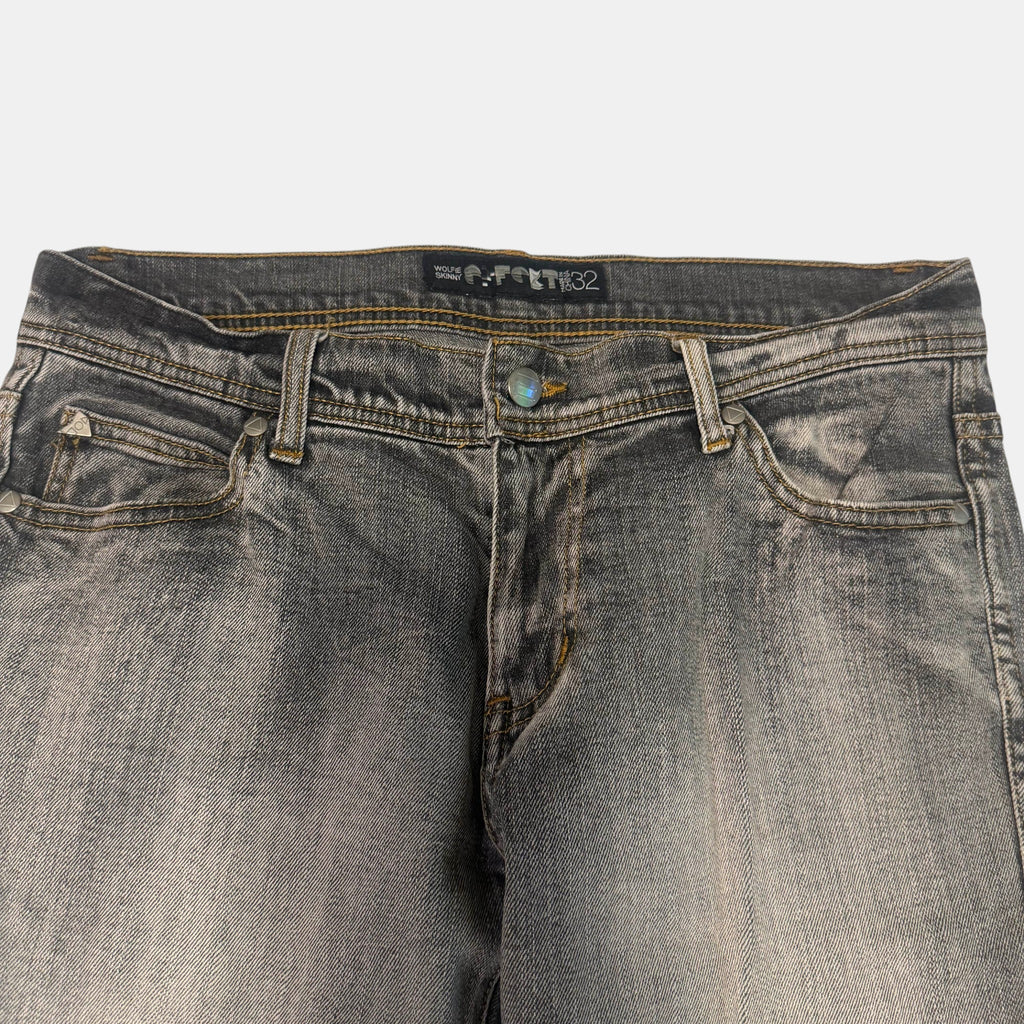 Effekt Wolfie Skinny Acid Wash Denim Jeans Grey Fade