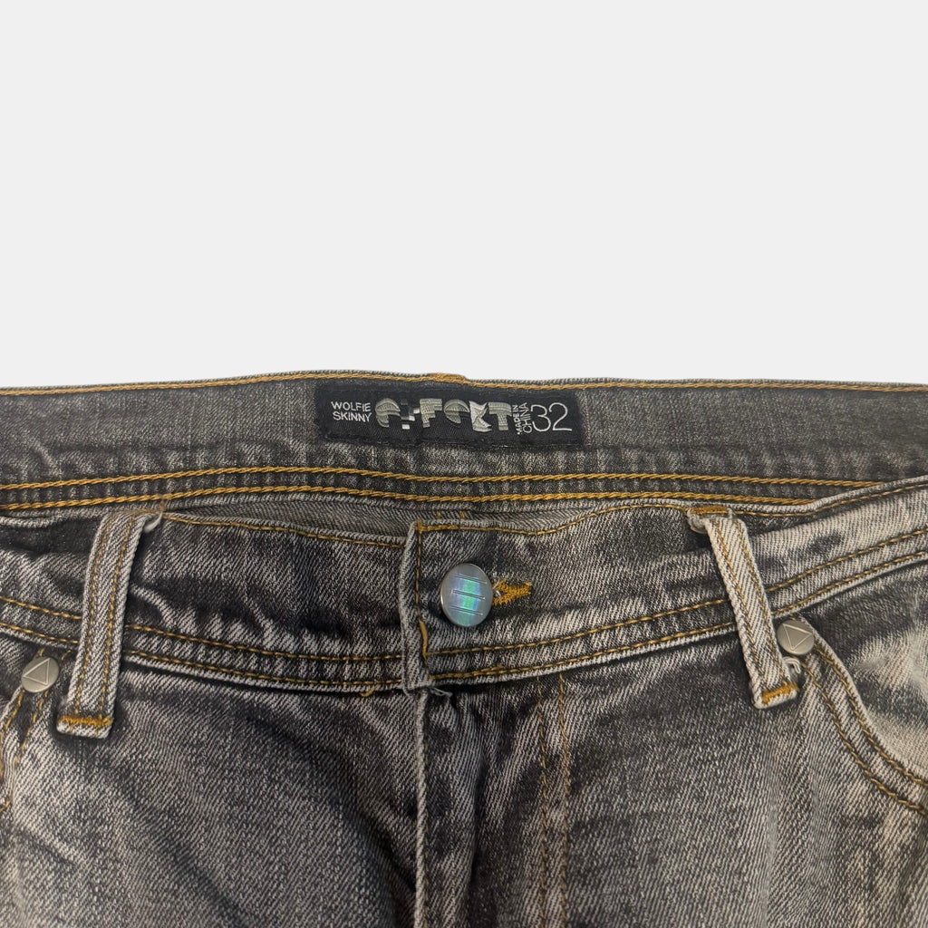 Effekt Wolfie Skinny Acid Wash Denim Jeans Grey Fade