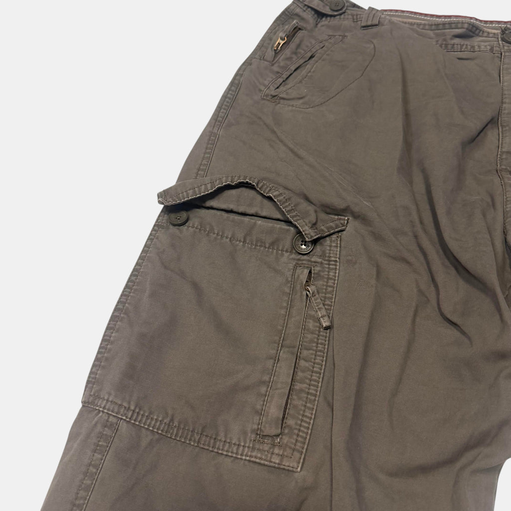 Wolsey Multi Pocket Cargo Pants Wide Leg Utility Trousers Khaki Brown