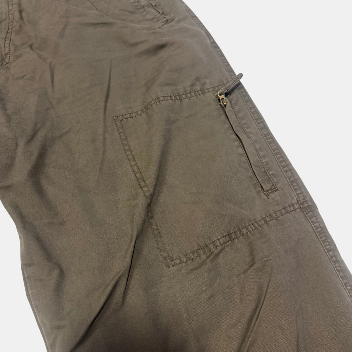 Wolsey Multi Pocket Cargo Pants Wide Leg Utility Trousers Khaki Brown