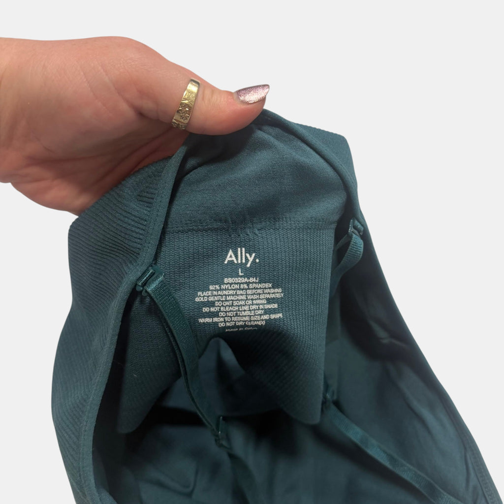 Ally Fashion Ribbed Seamless Cami Crop Top Dark Teal Green