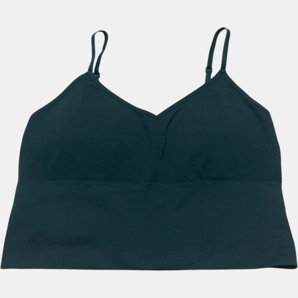 Ally Fashion Ribbed Seamless Cami Crop Top Dark Teal Green