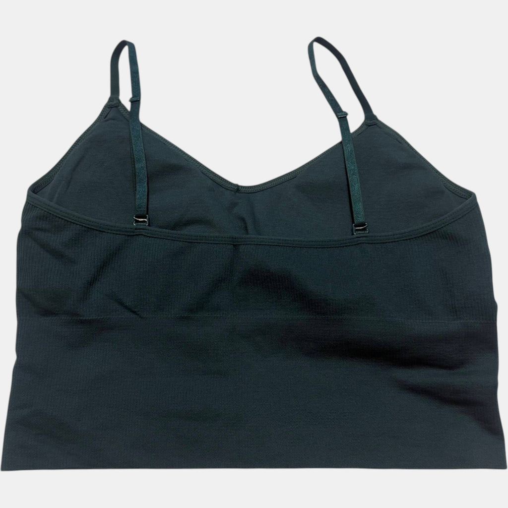 Ally Fashion Ribbed Seamless Cami Crop Top Dark Teal Green