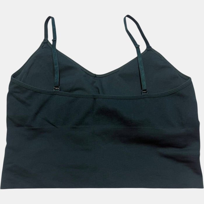 Ally Fashion Ribbed Seamless Cami Crop Top Dark Teal Green