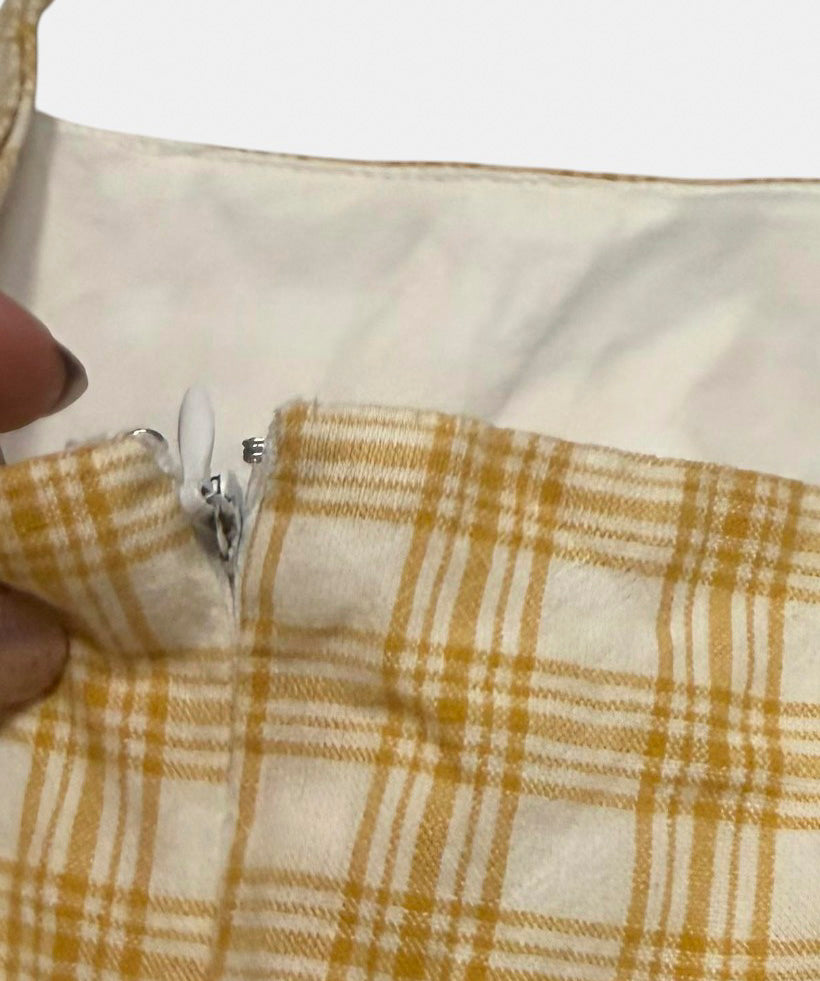 Jay Jays Gingham Plaid Camisole Sun Dress Yellow White