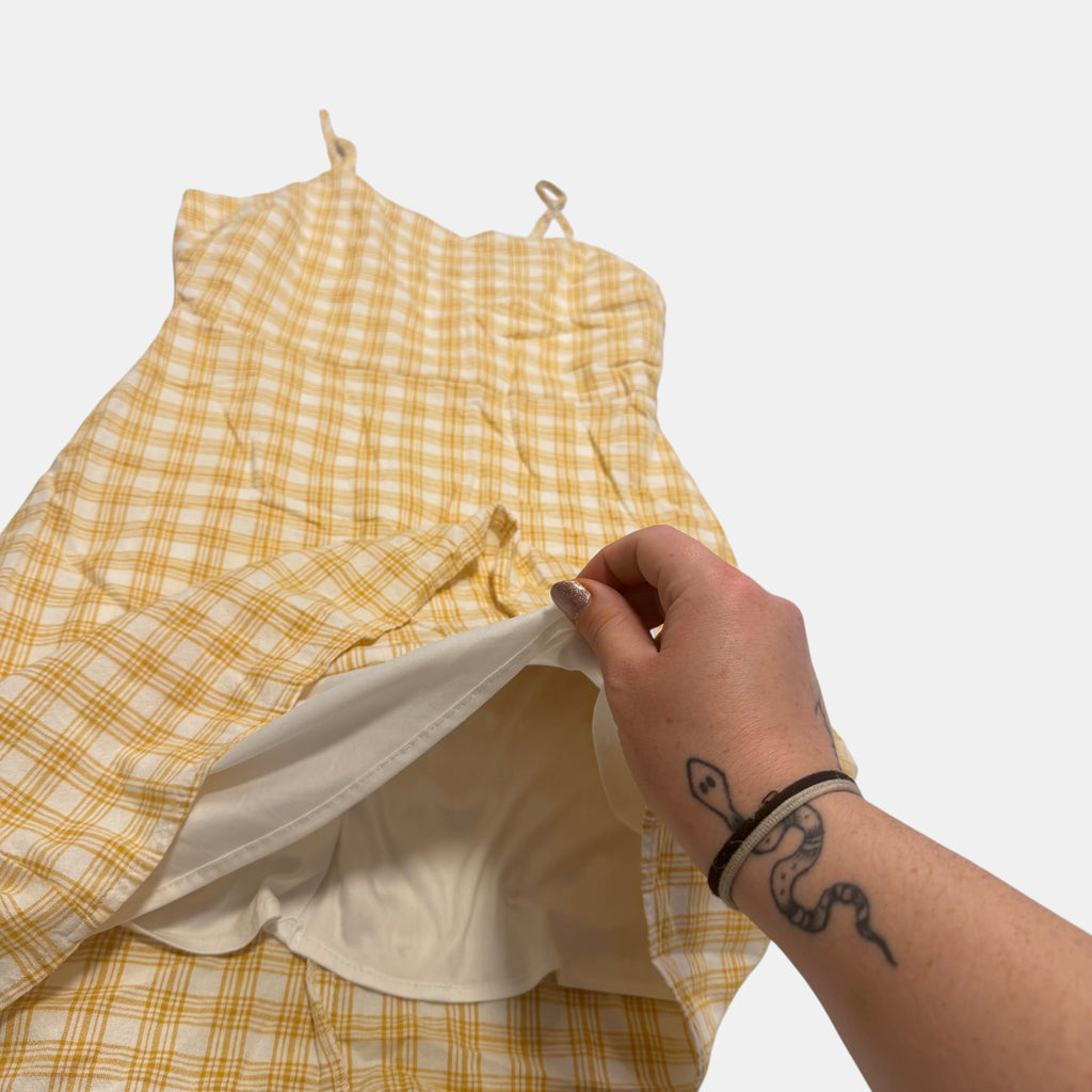 Jay Jays Gingham Plaid Camisole Sun Dress Yellow White