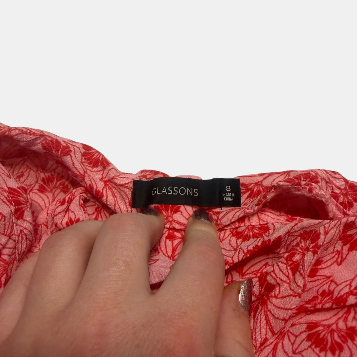 Glassons Floral Midi Skirt Pink Red Button Side Tie Wrap Style