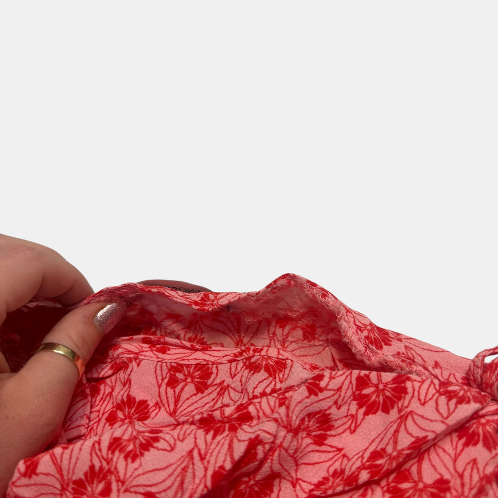 Glassons Floral Midi Skirt Pink Red Button Side Tie Wrap Style