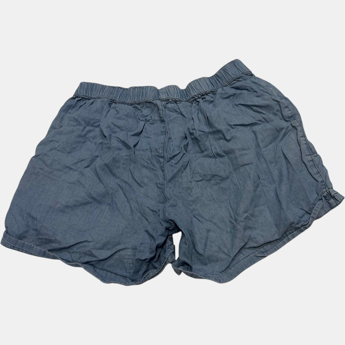 Brilliant Basics Chambray Denim Look Shorts Elastic Waist Pockets