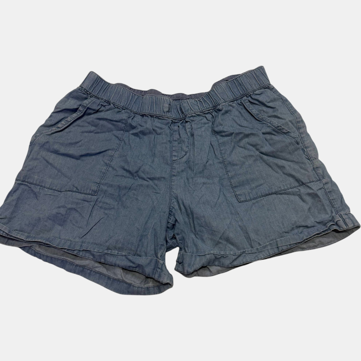 Brilliant Basics Chambray Denim Look Shorts Elastic Waist Pockets