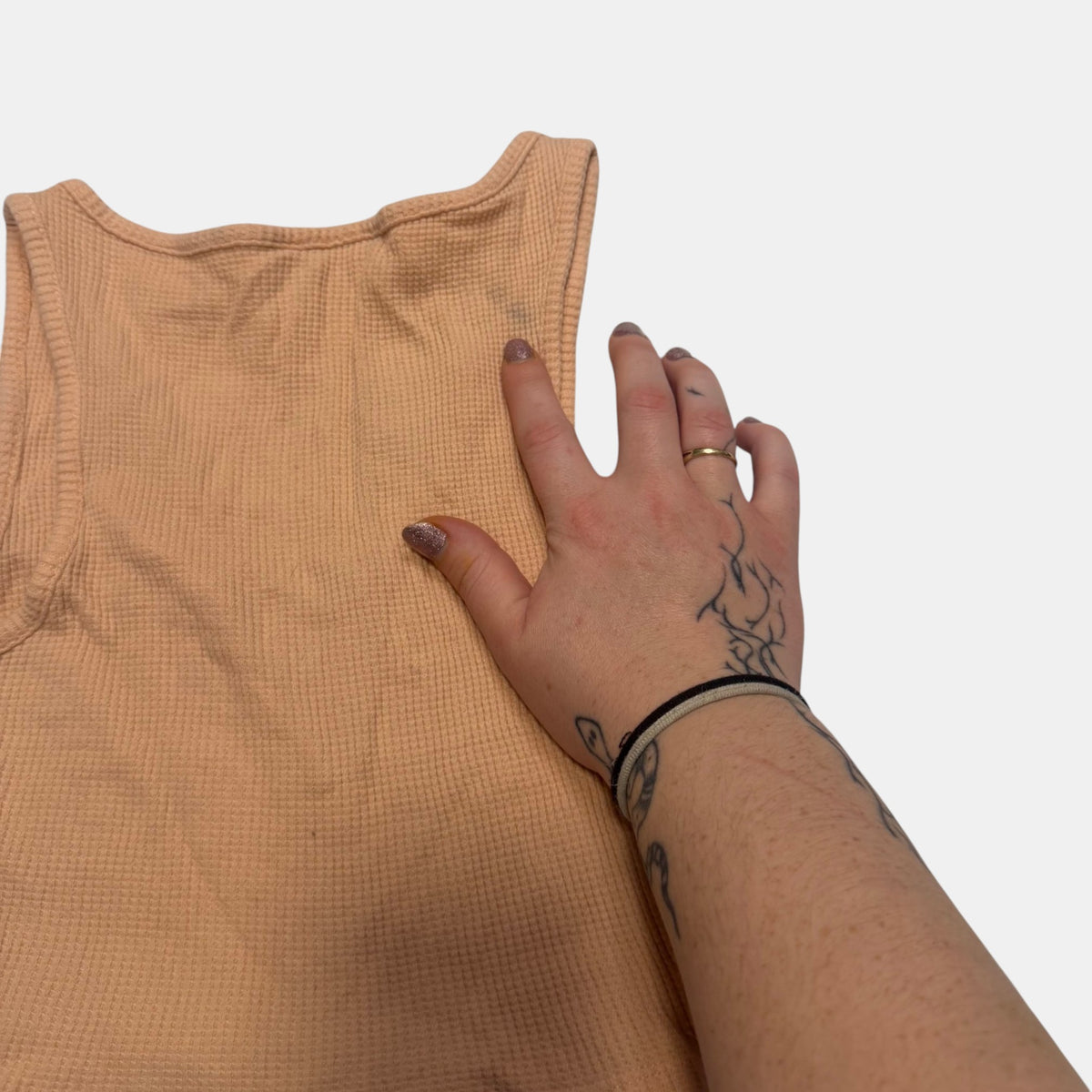 Supre Waffle Knit Crop Top Notch Neck Camisole Peach Orange