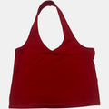 Factorie Halter Neck Crop Top V Neck Sleeveless Deep Red