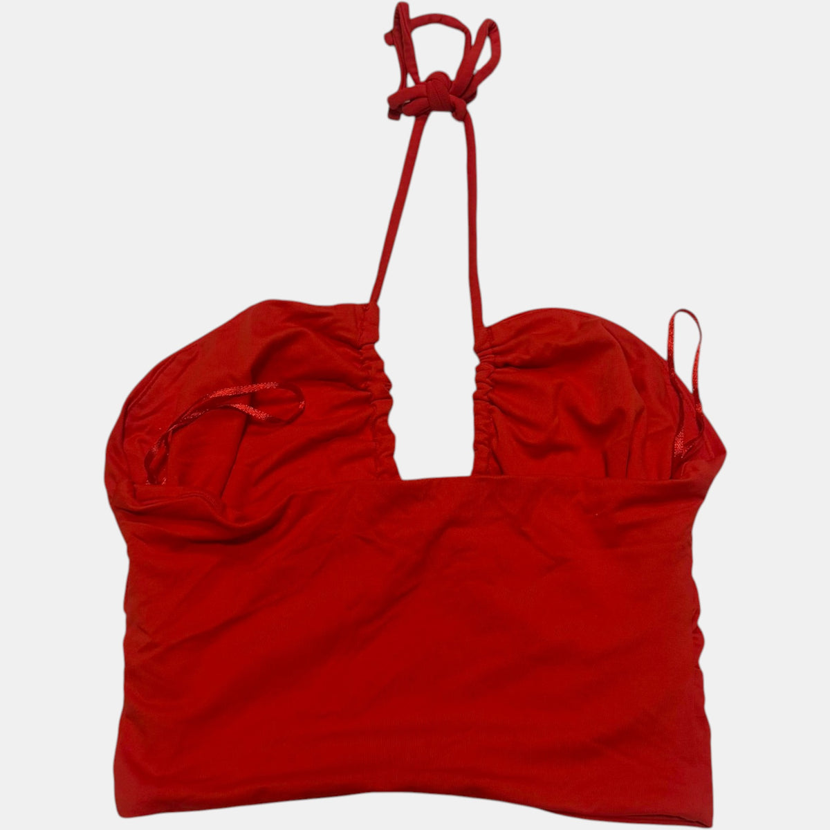 Anko Red Halter Neck Crop Top Ruched Front Cut Out Camisole