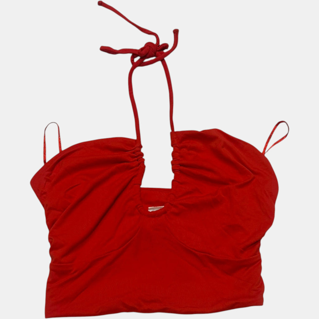 Anko Red Halter Neck Crop Top Ruched Front Cut Out Camisole